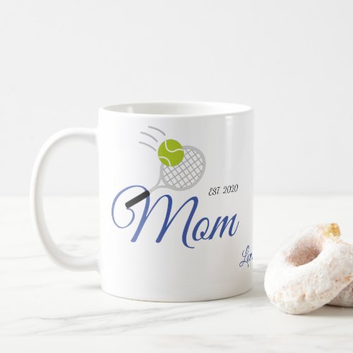 Cute Mom Est Tennis Racket Ball Gift for Mother Coffee Mug