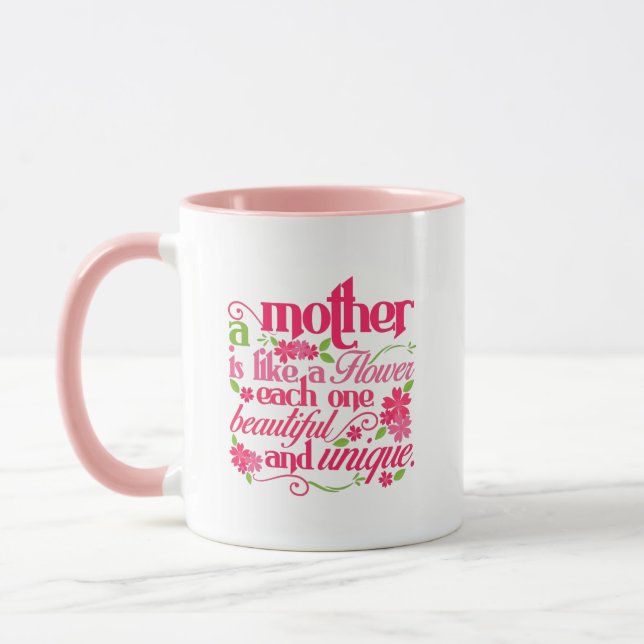 Cute Mom flower word art  Mug (Left)