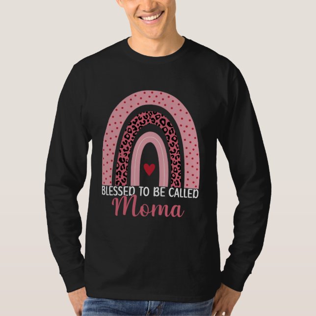 Cute Mom Grandma Blessed To Be Called Moma Leopard T-Shirt (Front)