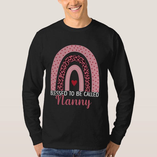 Cute Mom Grandma Blessed To Be Called Nanny Leopar T-Shirt (Front)