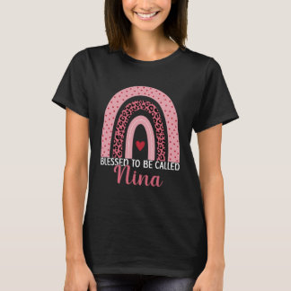 Cute Mom Grandma Blessed To Be Called Nina Leopard T-Shirt