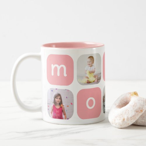 Cute Mom Heart Photo Collage Editable Color Two_Tone Coffee Mug
