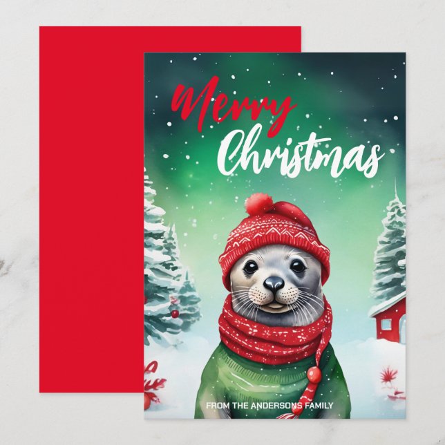 Cute MOM kid Seal santa Christmas Holiday name (Front/Back)
