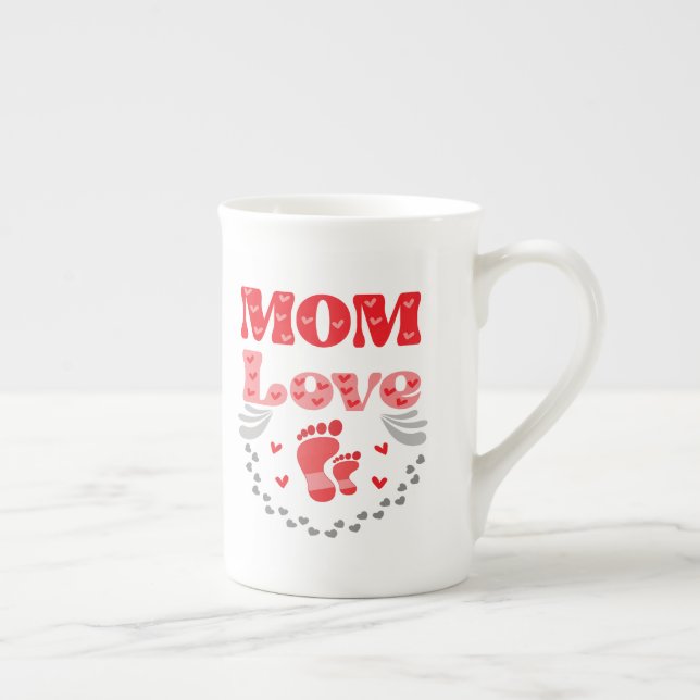 Cute Mom Love Bone China Mug (Right)