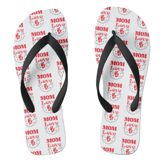 Cute Mom Love Flip Flops (Footbed)