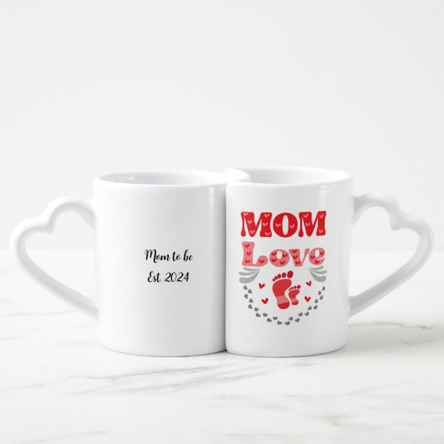 Cute Mom Love Text Template Coffee Mug Set (Front Nesting)