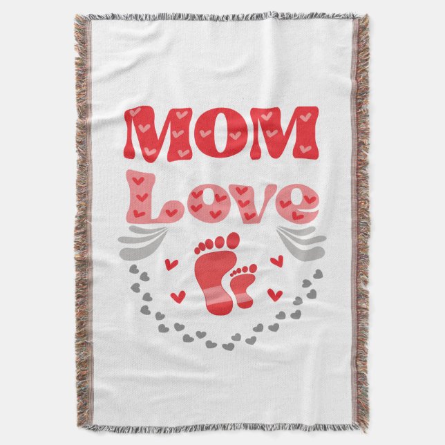 Cute Mom Love Throw Blanket (Front Vertical)