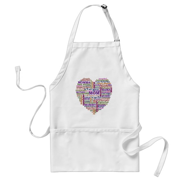 Cute Mom Mother's Day Word Art Heart Adult Apron (Front)
