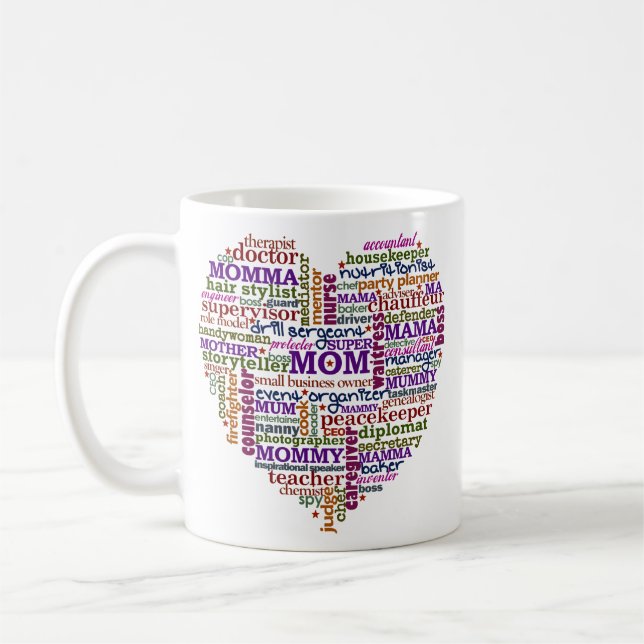 Cute Mom Mother's Day Word Art Heart Coffee Mug (Left)