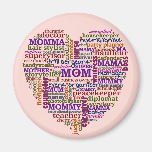 Cute Mom Mother's Day Word Art Heart Magnet (Front)