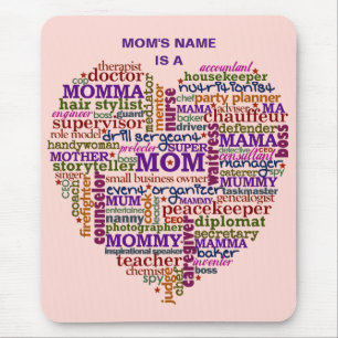 Cute Mom Mother's Day Word Art Heart Personalized Mouse Pad