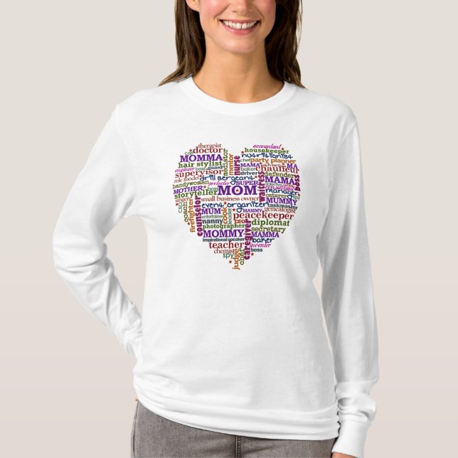 Cute Mom Mother's Day Word Art Heart T-Shirt (Front)