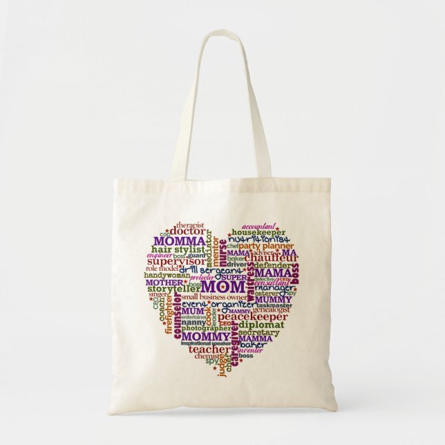 Cute Mom Mother's Day Word Art Heart Tote Bag (Front)