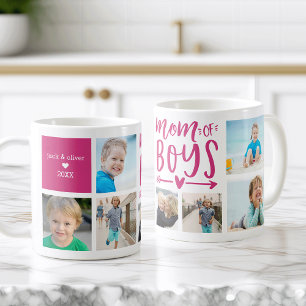 Cute Mom of Boys Photo Collage Coffee Mug