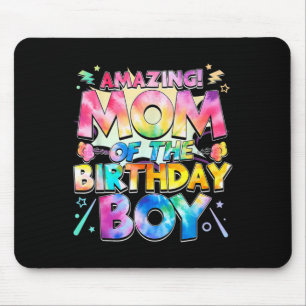 Cute Mom Of The Birthday Boy Tie Dye Matching Mouse Pad