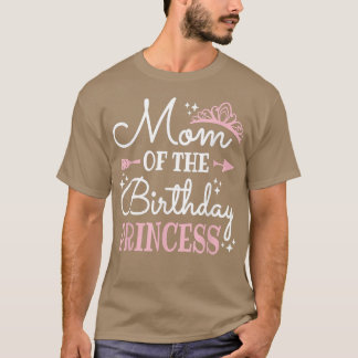 Cute Mom Of The Birthday Princess Funny Mommy Moth T-Shirt