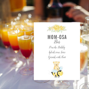Cute Mom-osa Bar Teddy Bear Gender Reveal Poster