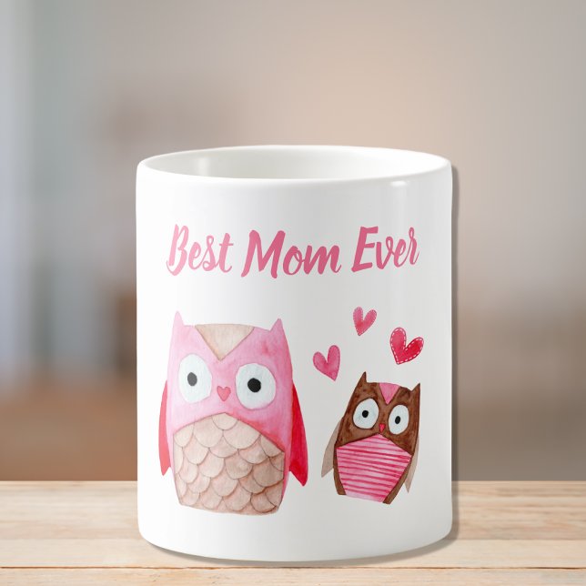 Cute Mom Owls Personalized Pink Coffee Mug (Creator Uploaded)