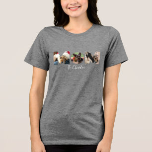 Cute MOM Photo Collage, Pet Dog, Personalized  Tri-Blend Shirt