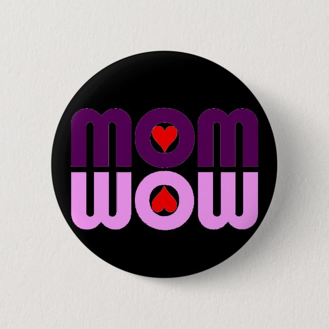 Cute Mom reflection with hearts Pinback Button (Front)