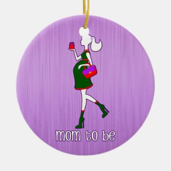 Cute Mom To Be Maternity Personalized Dated Ceramic Ornament by ornamentcentral at Zazzle