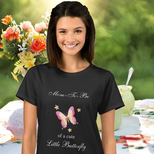 Cute Mom To Be Pink Little Butterfly T_Shirt