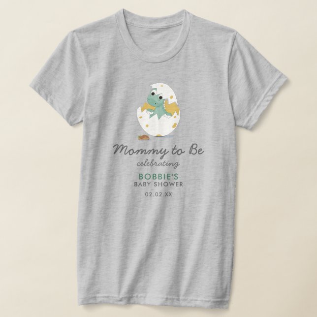 Cute Mom-to-Be Stylish Dinosaur Theme Baby Shower T-Shirt (Laydown)