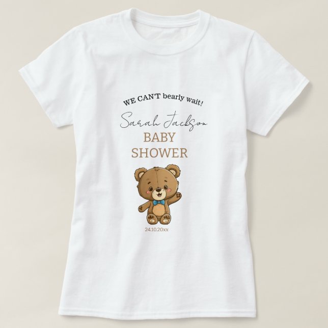 Cute Mom to be Teddy Bear Baby Shower  T-Shirt (Design Front)