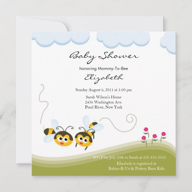 CUTE Mom to Bee Baby Shower Invitation (Front)