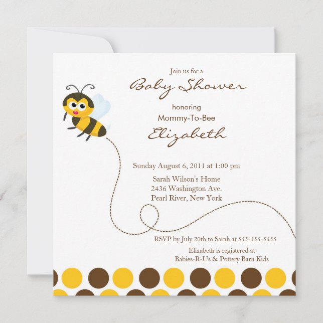 CUTE Mom to Bee Baby Shower Invitation (Front)