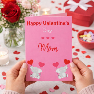 Cute Mom Valentine's Day Elephants Holiday Card