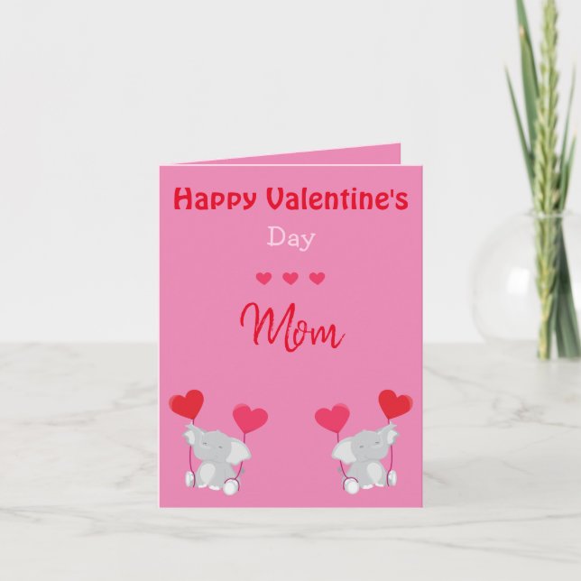 Cute Mom Valentine's Day Elephants Holiday Card (Front)