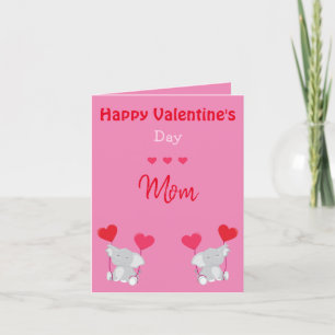 Cute Mom Valentine's Day Elephants Holiday Card