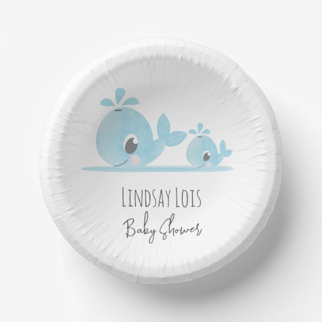 Cute Mom Whale Baby Whale Baby Shower   Paper Bowls (Front)