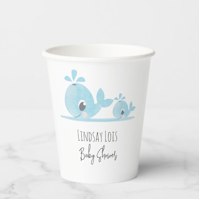 Cute Mom Whale Baby Whale Baby Shower    Paper Cups (Front)