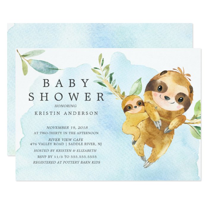 cute mom with baby sloth baby shower invitation  zazzle