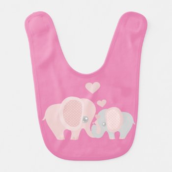 Cute Momma And Baby Elephants Baby Bib by DigiGraphics4u at Zazzle