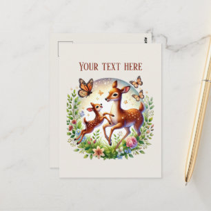 Cute Momma baby deer add text Postcard