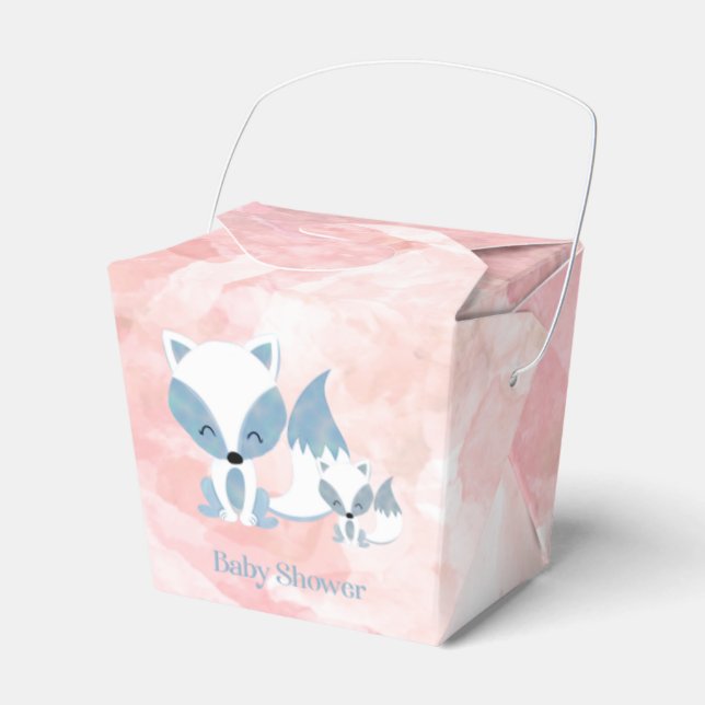 Cute Momma Fox and Baby Fox Baby Shower Favor Boxes (Front Side)