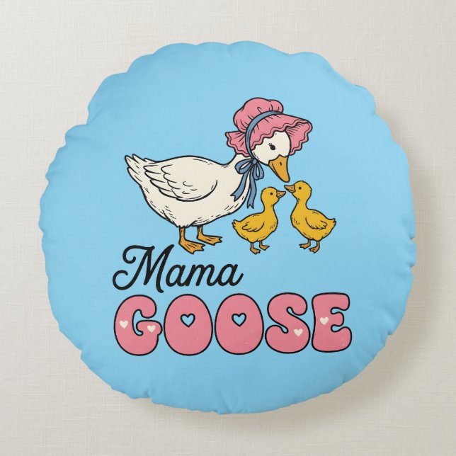 Cute Momma goose word art  Round Pillow (Front)