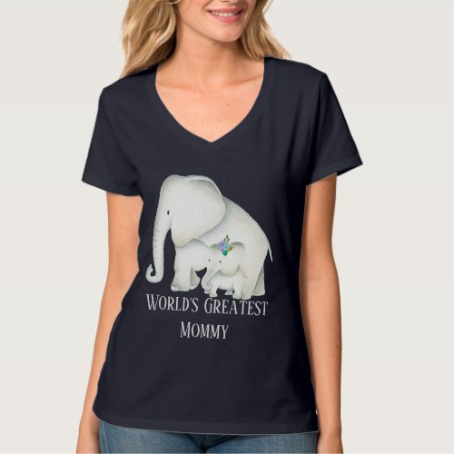 Cute Mommy and Baby elephant T_Shirt