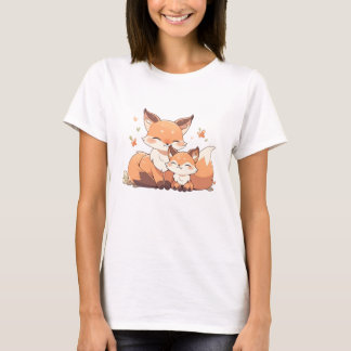 Cute mommy and baby fox T-Shirt