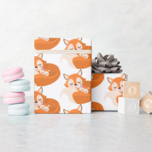 Cute Mommy and baby girl woodland fox wrap Wrapping Paper