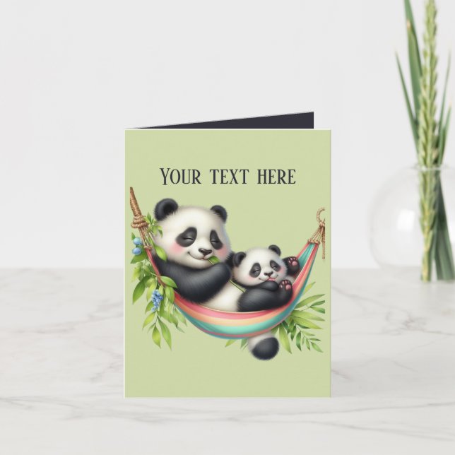 Cute Mommy and baby panda bear  Card (Front)