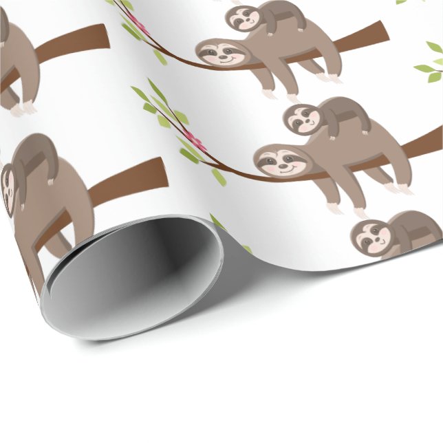 Cute Mommy and baby unisex sloth wrap Wrapping Paper (Roll Corner)