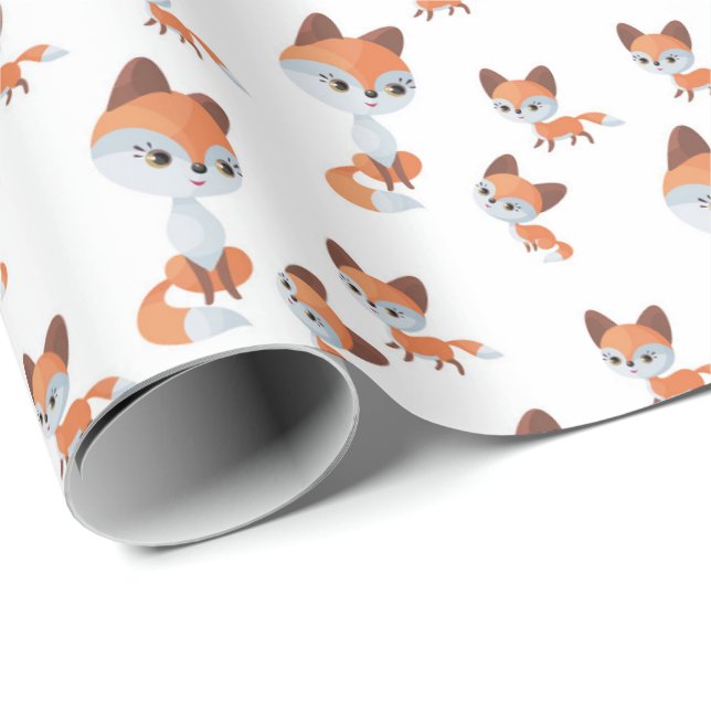cute Mommy baby fox tiled Wrapping Paper (Roll Corner)