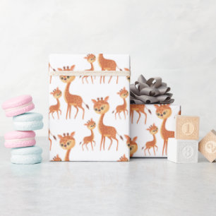 cute Mommy baby giraffe tiled party Wrapping Paper