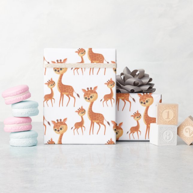 cute Mommy baby giraffe tiled party Wrapping Paper (Baby Shower)