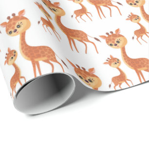 cute Mommy baby giraffe tiled party Wrapping Paper