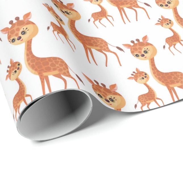 cute Mommy baby giraffe tiled party Wrapping Paper (Roll Corner)